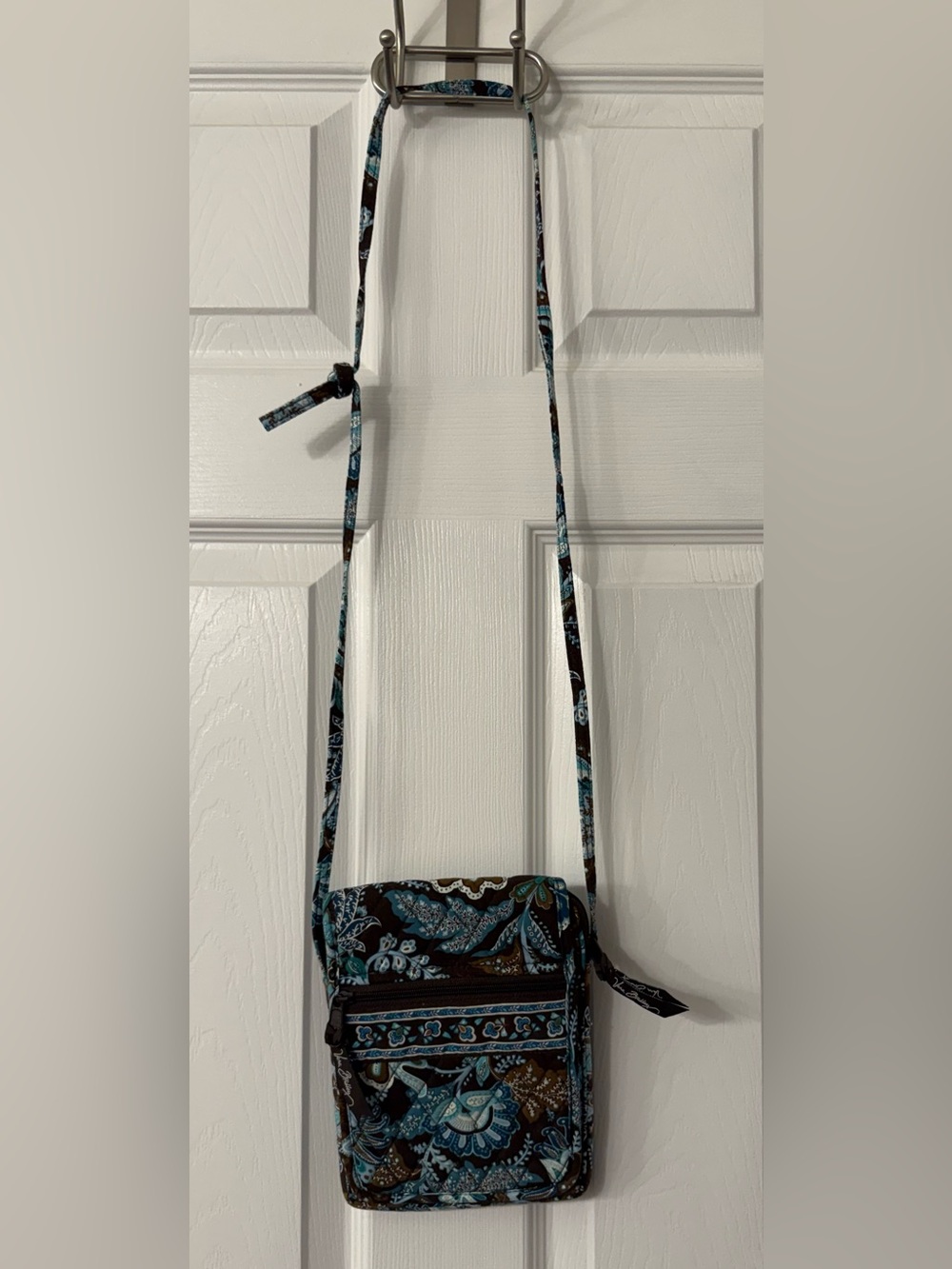 Vera Bradley Brown and Teal Paisley Crossbody Bag